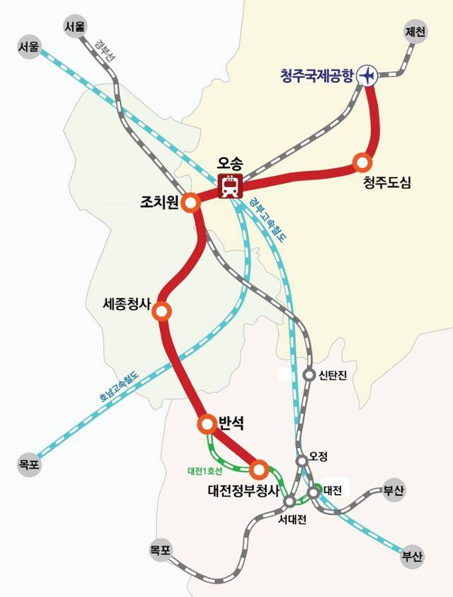 충청권 광역급행철도 노선도. 충북도 제공