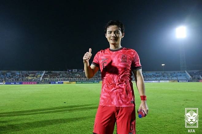 U-22 대표팀 중원 핵심으로 자리매김 중인 황도윤. 사진=대한축구협회
