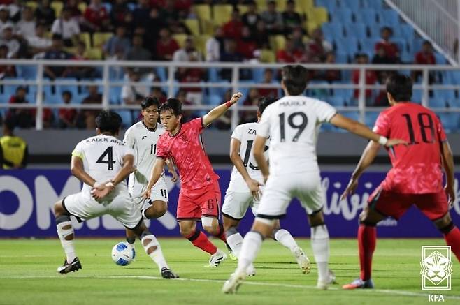 U-22 대표팀 중원 핵심으로 자리매김 중인 황도윤. 사진=대한축구협회
