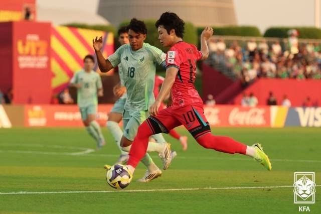 에이스 김예건은 날카로운 킥을 자랑, 대한민국을 이끌었다. 사진=대한축구협회 제공