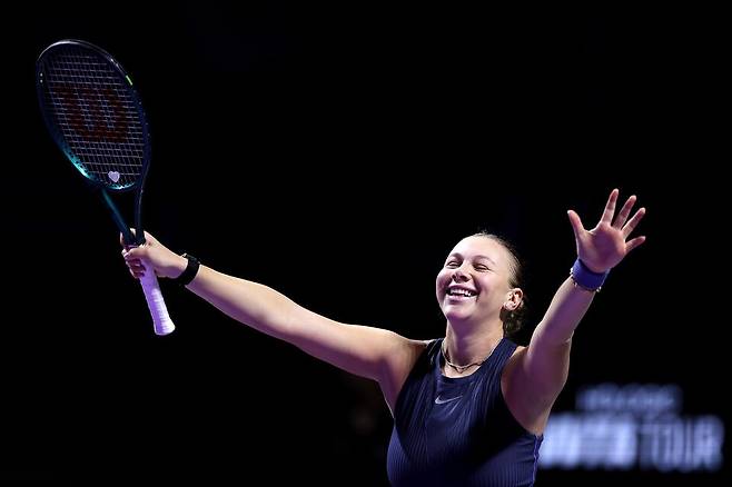 승리 후 기뻐하는 아만다 아니시모바 / 게티이미지코리아