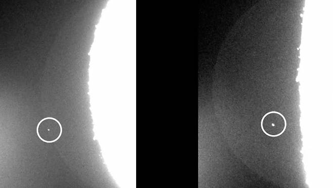 후지이 다이치가 촬영한 달에 천체가 떨어지는 모습. 영상 캡처