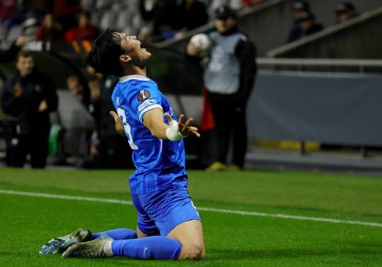 득점에 성공한 뒤 포효하는 오현규. 사진[로이터=연합뉴스]