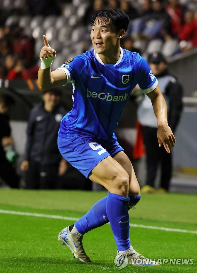 골세리머니를 펼치는 오현규 [로이터=연합뉴스]