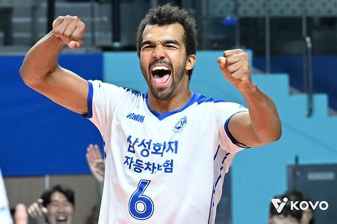 삼성화재의 외국인 거포 아히 [한국배구연맹 제공. 재판매 및 DB 금지]