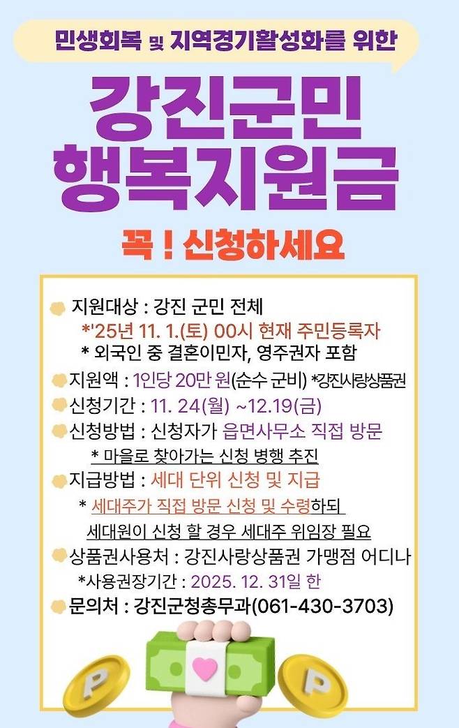 강진군민 행복지원금 [전남 강진군 제공. 재판매 및 DB 금지]