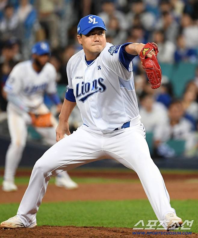 14일 대구 라이온즈파크에서 열린 삼성과 SSG의 준PO 4차전. 삼성 김태훈이 역투하고 있다. 대구=박재만 기자 pjm@sportschosun.com/2025.10.14/