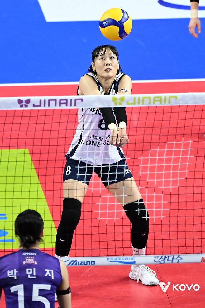 리시브하는 IBK기업은행의 임명옥 [한국배구연맹 제공. 재판매.DB 금지]