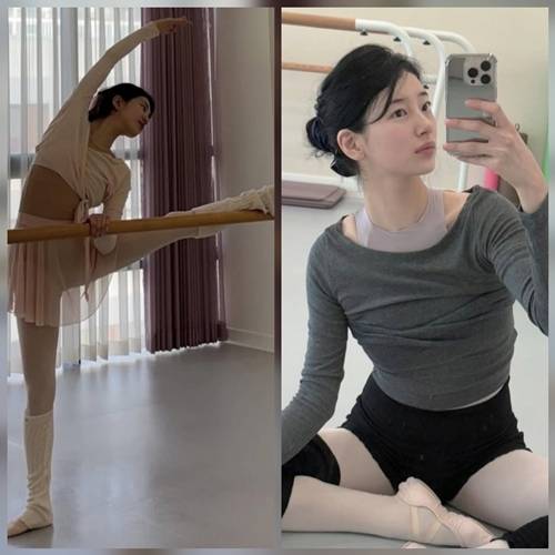 배우 겸 가수 수지가 발레 트레이닝으로 완성한 ‘라인의 정석’을 선보였다. 사진=SNS