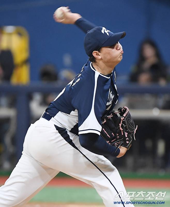 9일 서울 고척스카이돔에서 열린 한국과 체코의 야구대표팀 평가전. 7회말 등판한 배찬승의 자신감 넘치는 투구. 고척=정재근 기자 cjg@sportschosun.com/2025.11.9/