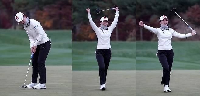 4차 연장전에서 6.4m 버디 퍼트를 적중시켜 우승을 결정지은 황유민. MHN스포츠