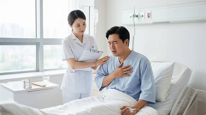 입원 중 호흡곤란이 생긴 환자는 증상이 없는 환자보다 사망률이 약 6배 높은 것으로 나타났다｜출처: Gemini