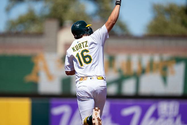 닉 커츠는 메이저리그 역사상 한 경기에서 4홈런을 때린 최초의 루키다. Imagn Images연합뉴스