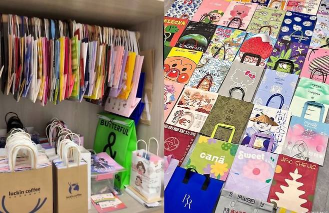 밀크티 한정판 컵홀더를 모은 모습. 웨이보