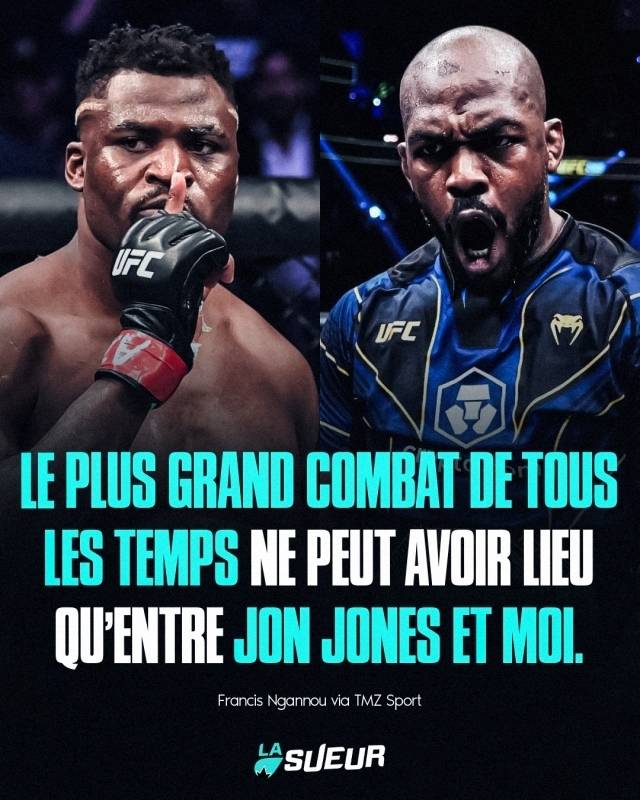 은가누는 “이미 답을 알고 있지 않나. 굳이 내가 말할 필요가 있을까. 정말 대답해줘야 하나”라며 웃음 지었다. 그러면서 “역사상 가장 큰 경기는 오직 나와 존스의 맞대결로만 가능하다. 그게 전부다”라며 “다른 파이터나 경기를 무시하려는 건 아니다. 나는 모든 파이터와 모든 경기를 존중한다. 메인 카드, 언더 카드 할 것 없이 말이다. 훌륭한 경기는 어디서든 일어날 수 있다고 본다”고 덧붙였다. 사진=La Sueur SNS