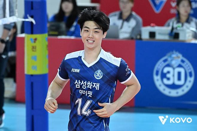 삼성화재의 새내기 아웃사이드 히터 이우진 [한국배구연맹 제공. 재판매 및 DB 금지]