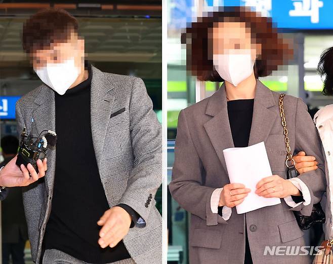 [서울=뉴시스] 최진석 기자 = 사진은 방송인 박수홍 친형 박모(왼쪽) 씨와 배우자 이모 씨. 2024.02.14. myjs@newsis.com