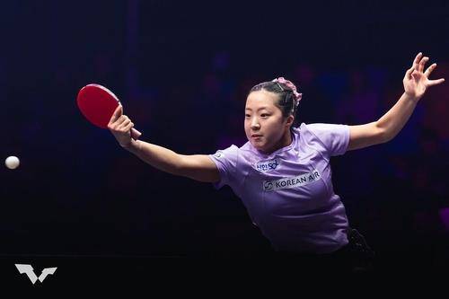 WTT 챔피언스 프랑크푸르트에 참가한 신유빈 [WTT 인스타그램 캡처. 재판매 및 DB 금지]
