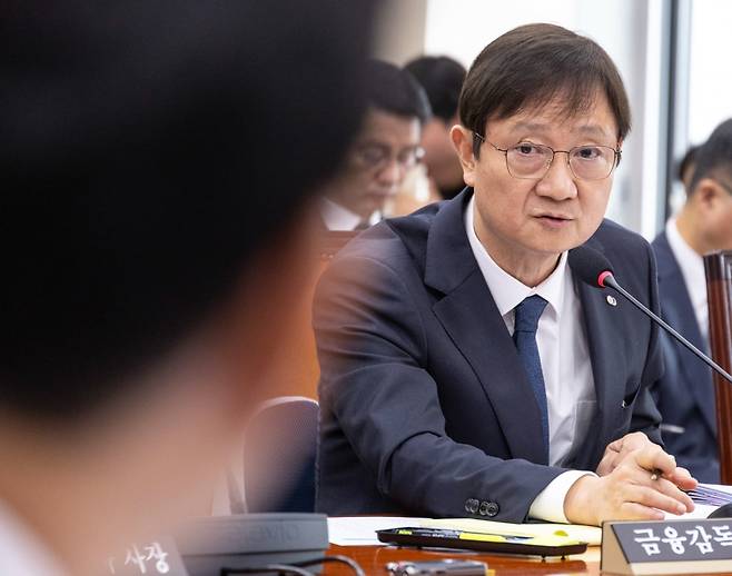 국회 국정감사에 출석한 이찬진 금융감독원장. 사진=연합뉴스