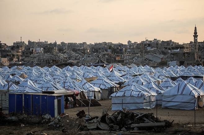 가자지구의 난민수용 텐트. [AFP]
