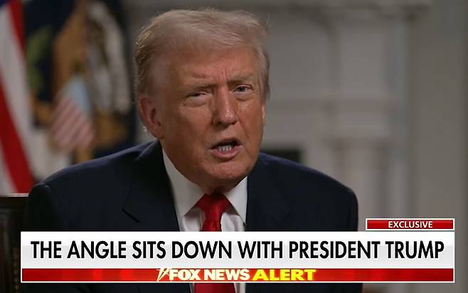 도널드 트럼프 미국 대통령이 11일(현지시간) 폭스뉴스와의 인터뷰에서 조지아주의 한국인 체포·구금사태를 언급하며 미국의 해외 투자 유치 과정에서 필요한 기술 인력들을 미국으로 데려와야 한다고 밝혔다.[폭스뉴스 캡처]