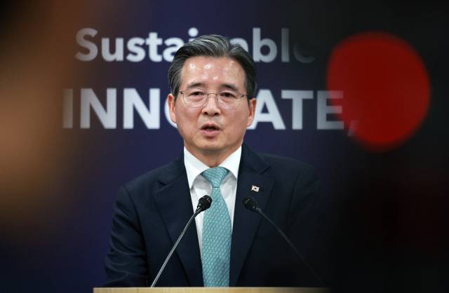 ▲김용범 정책실장이 지난달 29일 경북 경주 APEC 미디어센터에서 한미 정상회담 관련 브리핑을 하고 있다. ⓒ연합뉴스