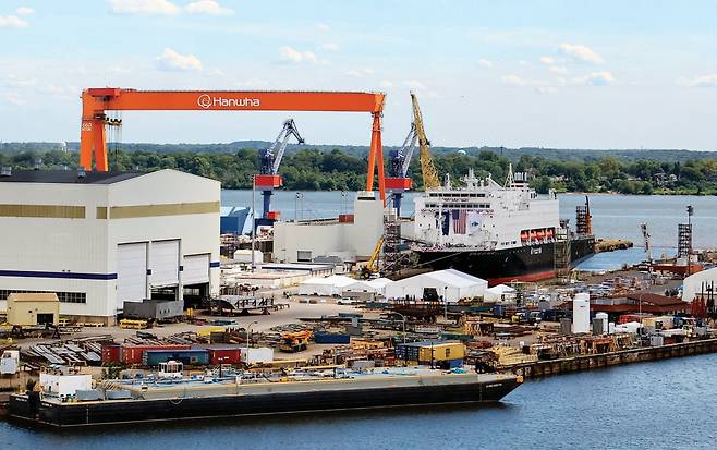 미국 펜실베이니아주 필라델피아에 있는 한화 필리조선소. 뉴시스