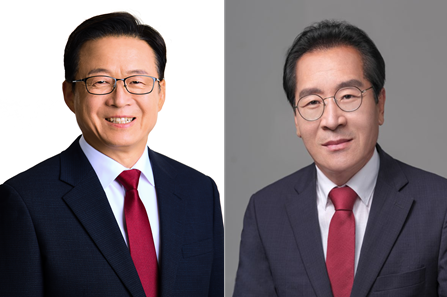 국민의힘 충주시장 후보자 왼쪽부터 정용근 전 충북경찰청장과 김상규 전 충북도 신성장산업국장.사진=충청투데이
