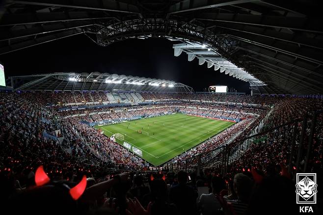 지난 2023년 6월 매진을 기록했던 엘살바도르전 당시 대전월드컵경기장 전경. /사진=대한축구협회 제공