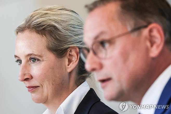 알리스 바이델(왼쪽) 티노 크루팔라 공동대표 [EPA 연합뉴스 자료사진. 재판매 및 DB 금지]