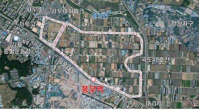 김포시 풍무역세권 도시개발사업 위치도. 김포시청