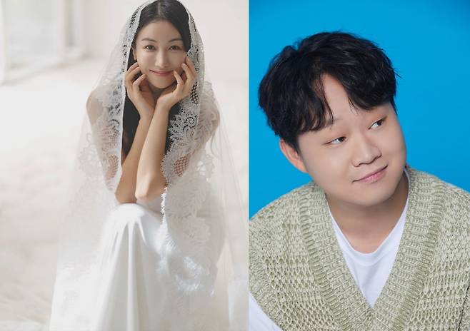 16일 각자 배우자들과 결혼식을 치르는 배우 김옥빈(왼쪽)과 방송인 정재형. 사진제공|각 소속사.