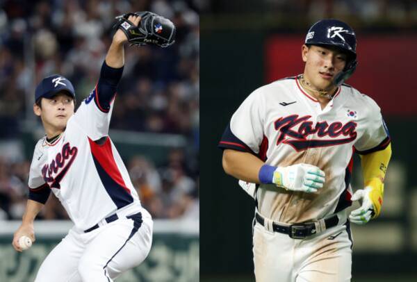 KT 위즈의 ‘영건 듀오’인 투수 박영현(왼쪽)과 외야수 안현민이 국가대표팀 투·타 핵심으로 도약했다. 연합뉴스