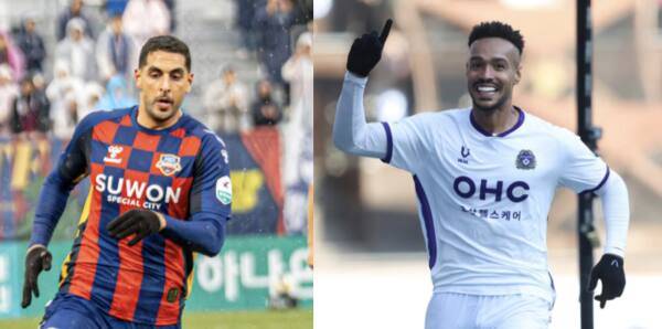 프로축구 K리그1 수원FC의 외국인 공격수 싸박(왼쪽)과 FC안양의 모따가 22일 치러질 경기에서 팀 승리를 이끌 핵심 키플레이어로 주목받고 있다. 수원FC·FC안양 제공