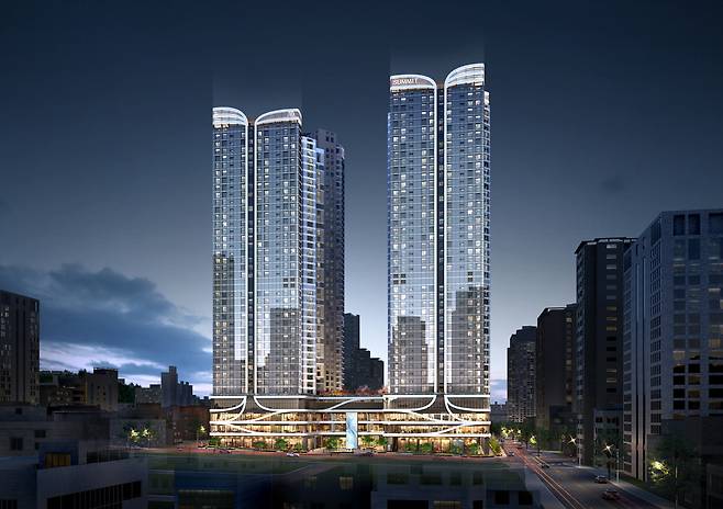 대우건설이 부산에서 선보인 서면 써밋 더뉴 투시도.(대우건설 제공)뉴스1ⓒ news1