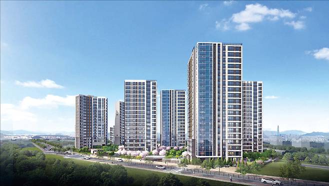 연내 성남 수정구 복정1지구에서 분양 예정인 민간분양 단지 ‘복정역에피트’ 투시도. (성남복정1피에프브이㈜ 제공)