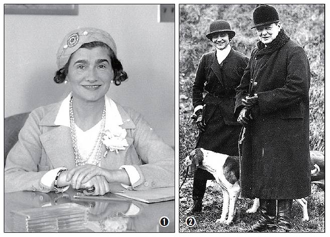 ➊ 카바레 가수에서 전 세계 명품 아이콘으로 거듭난 코코 샤넬.
➋ 영국 수상 윈스턴 처칠과 기념 촬영을 한 코코 샤넬.