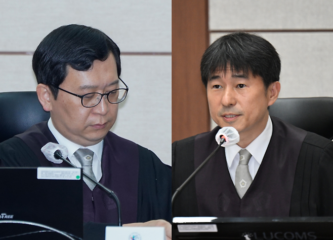서울중앙지방법원 형사33부 이진관(왼쪽) 부장판사와 서울중앙지방법원 형사25부 지귀연 부장판사  [뉴시스]