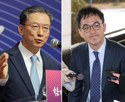 법무부·검찰 수장에 쏠린 눈 - 정성호(왼쪽) 법무부 장관이 17일 경기 정부과천청사에서 열린 ‘2025년 전국 보호기관장 회의’에서 발언하고 있다. 오른쪽 사진은 같은 날 구자현 신임 대검찰청 차장검사(검찰총장 권한대행)가 서울 서초구에 위치한 대검찰청으로 처음 공식 출근하는 모습. 구 대행은 정식 업무 첫날인 이날 오후 법무부를 방문해 정 장관과 면담했다. 연합뉴스