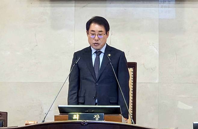 ▲ 제316회 남양주시의회 2차 정례회 개회사 하는 조성대 의장