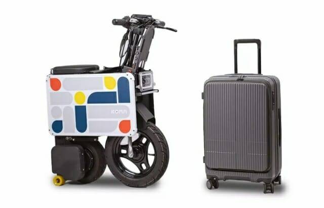 여행용 캐리어 가방으로 변신하는 전기 바이크가 나왔다. (사진=아이코마)