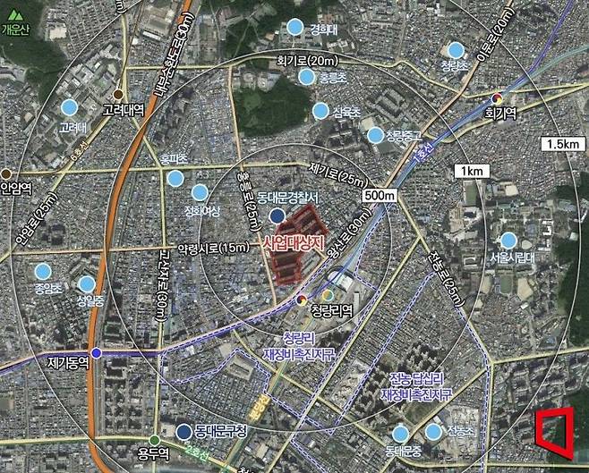 청량리 미주아파트 위치도. 서울시