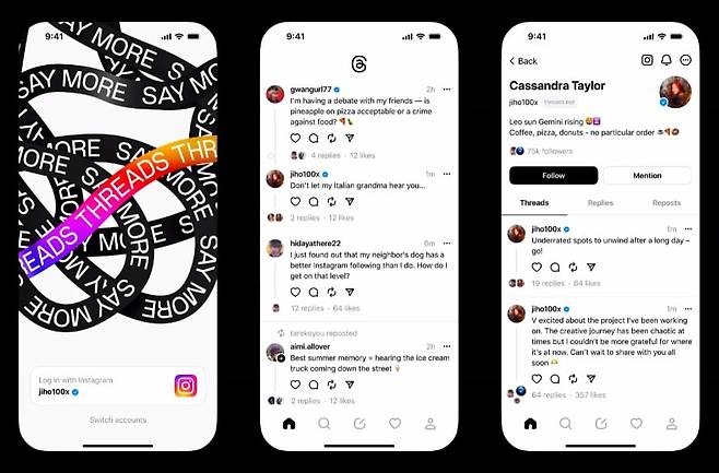 메타의 텍스트 기반 소셜미디어(SNS) 스레드 이미지./스레드 제공
