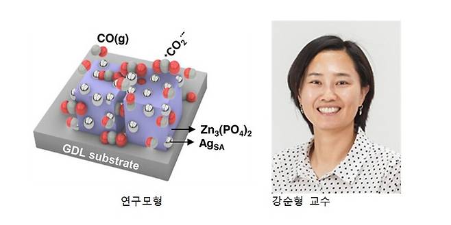 강순형 교수(오른쪽 사진)의 인공광합성 기술 연구 모형도./사진제공=전남대학교