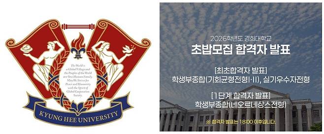 화제의 경희대학교 "초밥모집 합격자 발표" [경희대학교/'수만휘' 캡처]