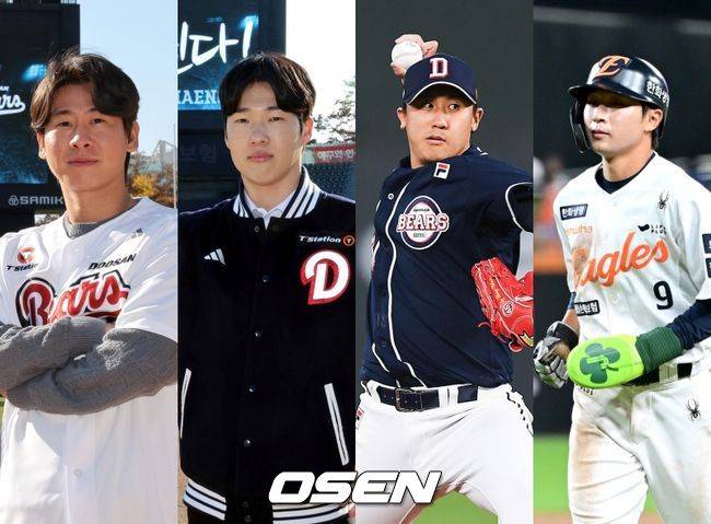 좌측부터 박찬호-조수행-이용찬-이상혁 / OSEN DB, 두산 베어스 제공