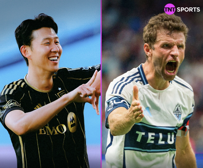 손흥민(왼쪽)과 토마스 뮐러. TNT SPORTS