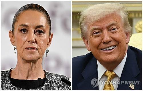 클라우디아 셰인바움 멕시코 대통령(왼쪽)과 도널드 트럼프 미국 대통령 [AFP 연합뉴스 자료사진. 재판매 및 DB 금지]