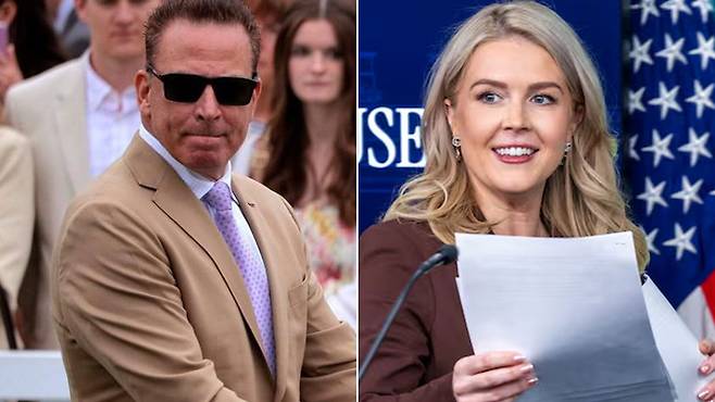 캐롤라인 레빗 백악관 대변인(오른쪽)과 배우자 니콜라스 리치오. /조선일보DB