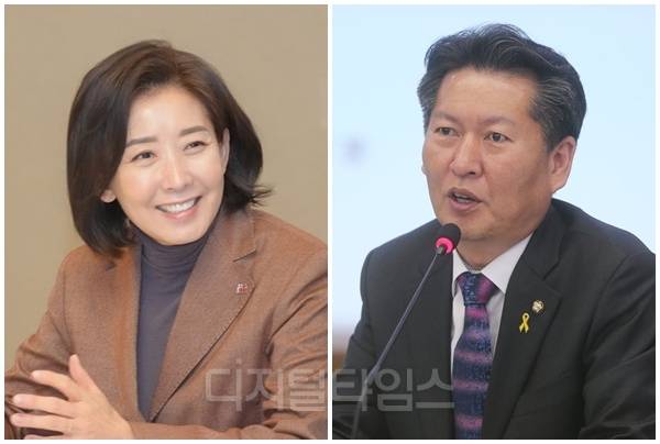 나경원(왼쪽) 국민의힘 의원과 정청래 더불어민주당 대표. [디지털타임스 DB, 연합뉴스]